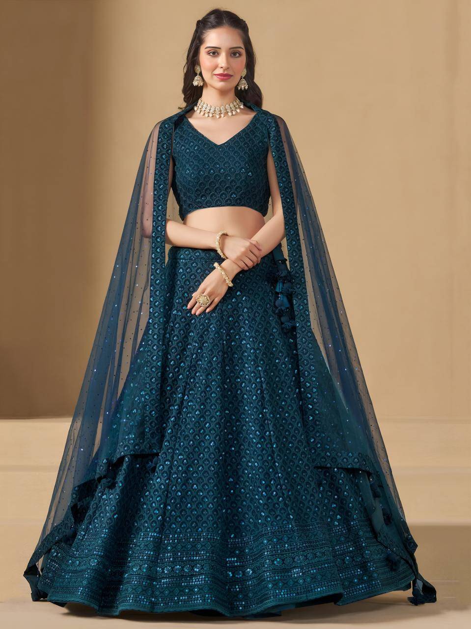 Florance vol 1 Georgette Blue Latest lehenga choli designs for retailers